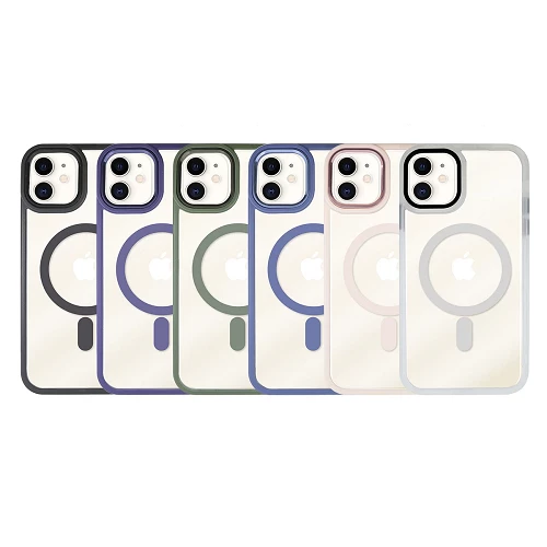 Funda Premium Transpartente Borde Color Magsafe para iPhone 11 6-Colores