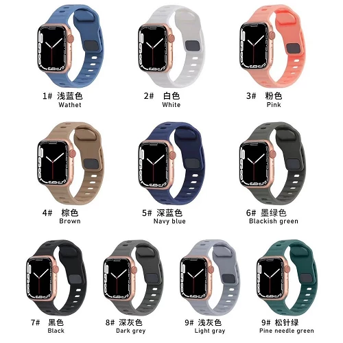 Correa Silicona Tronchada Apple Watch 42 / 44 / 45 / 49 mm 10 Colores