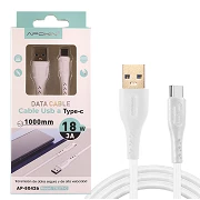 Cable USB a Tipo-C 3.0A 1.0 Metro 18W 3A Blanco