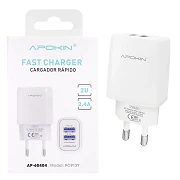 USB-A dual charger 2.4 A without cable APOKIN PC913Y - white