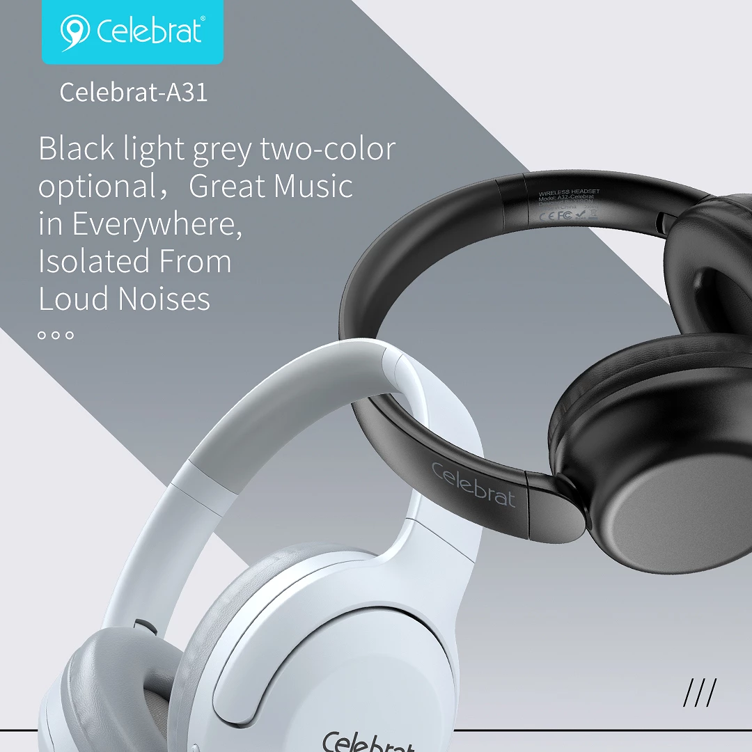 Auriculares Bluetooth Celebrat A35 Diadema Plata