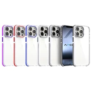 Funda Acrilica Borde Silicona son Soporte Cubrecamara iPhone 15 Pro en 4-Colores