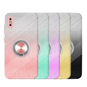 Funda Silicona Brillante iPhone XS con Imán y Soporte de Anilla 360º 5 Colores
