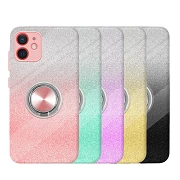 Funda Silicona Brillante iPhone 12 Mini con Imán y Soporte de Anilla 360º 5 Colores